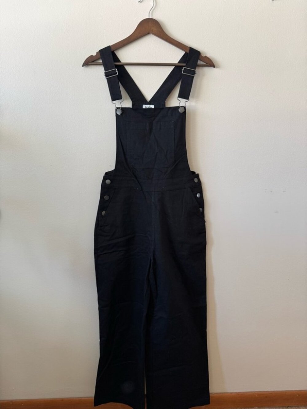 Bridge & Burn Black Women's Overalls, Wide Leg, Cotton